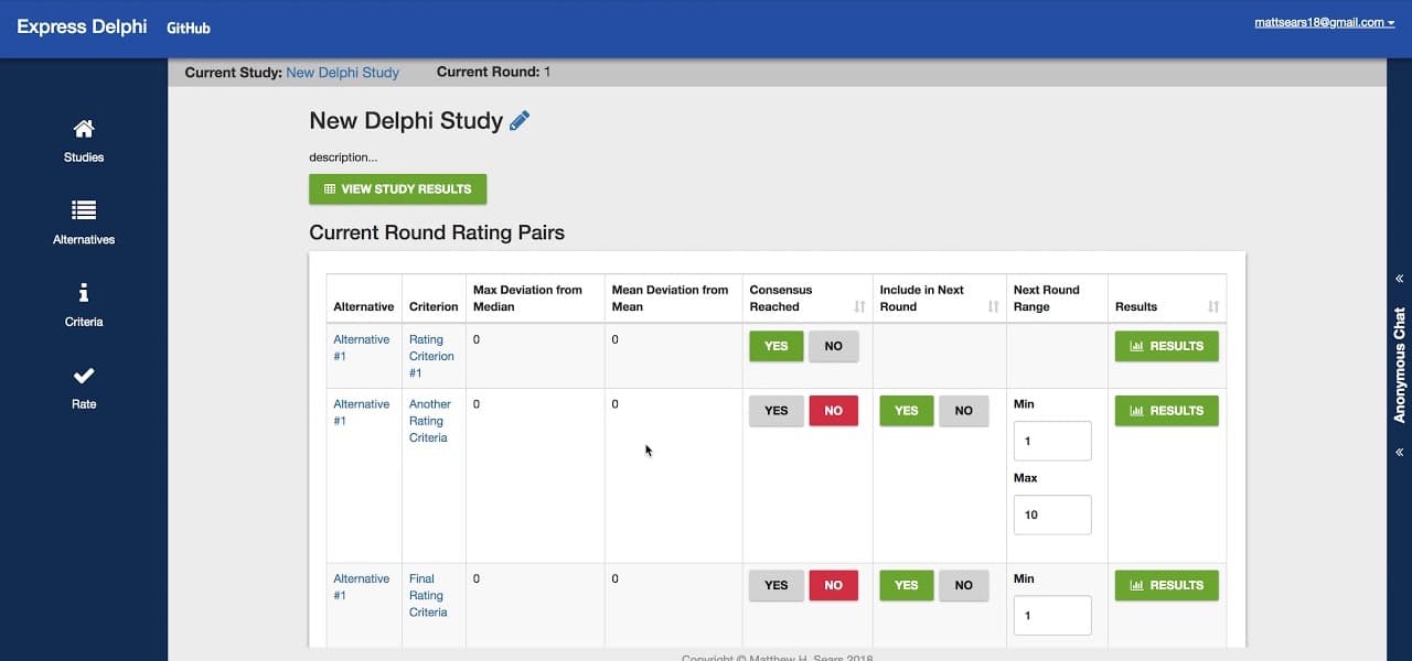Express Delphi — Delphi Method web app screenshot